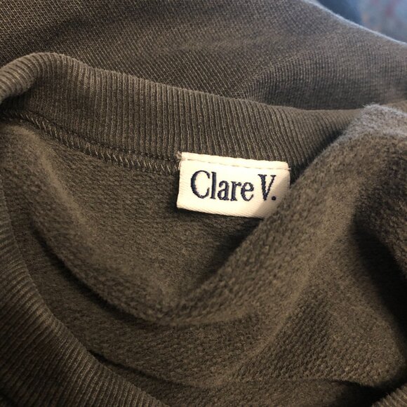 Clare V poppy red washed black puff sleeve lips sweatshirt - Picture 5 of 6